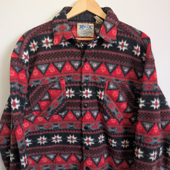 Vintage Fleece Shacket Fair Isle Patterned Men's XL - Picture 2 of 6